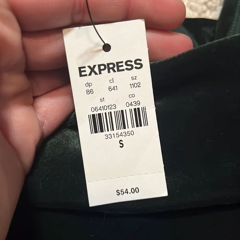 🆕 NWT Express Bodycon Forest Green Velvet Cowl Neck Corset Top in Womens size S - Picture 5 of 7